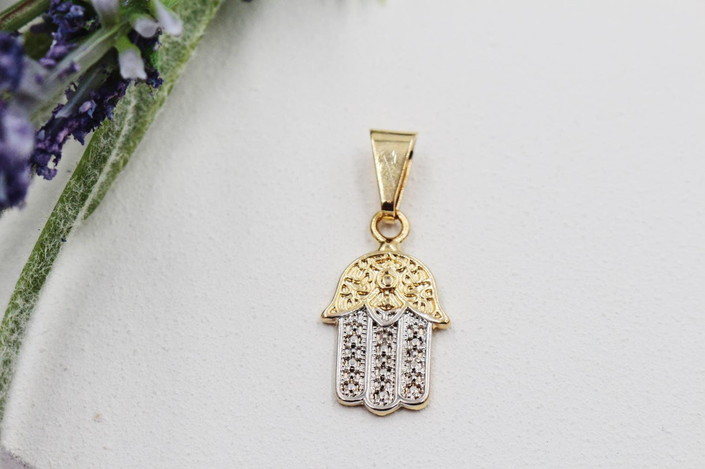 Two Tone Hamsa Hand Pendant