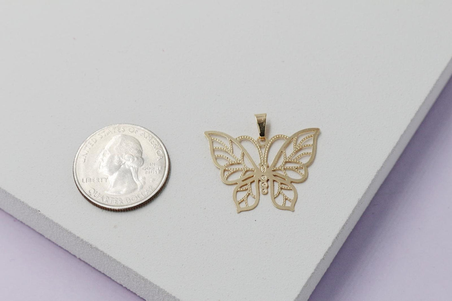 Thin Filigree Butterfly Pendant