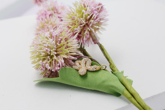 Tiny Snake Pave Cubic Zirconia Stone Pendant