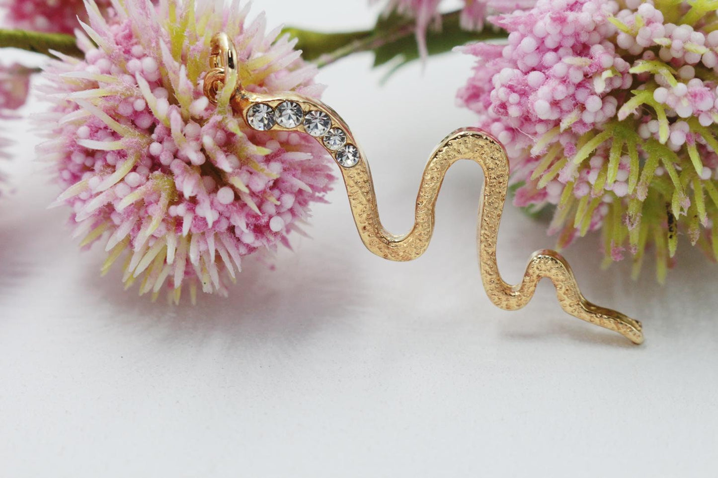 Long Snake with Cubic Zirconia Stone Accents Pendant