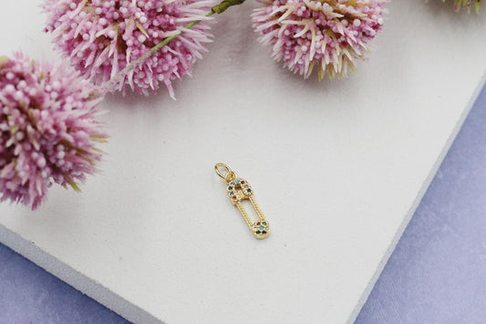 Colorful Cubic Zirconia Tiny Detailed Safety Pin Pendant