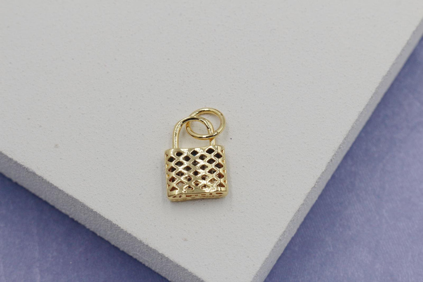 Colorful Cubic Zirconia Lock with Detailed Back Pendant