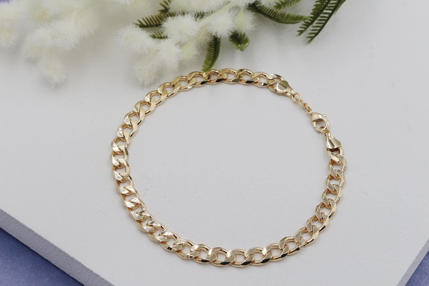 Cuban Link Flat Chain Anklet 6mm