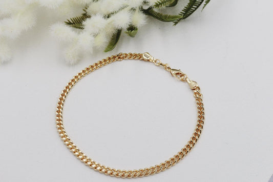 Thin Cuban Link Chain Anklet 3mm