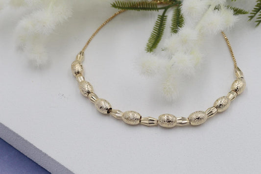 Dainty Beaded Detail Box Chain Anklet