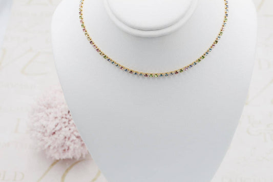 Multi Color Cubic Zirconia Tennis Chain Choker