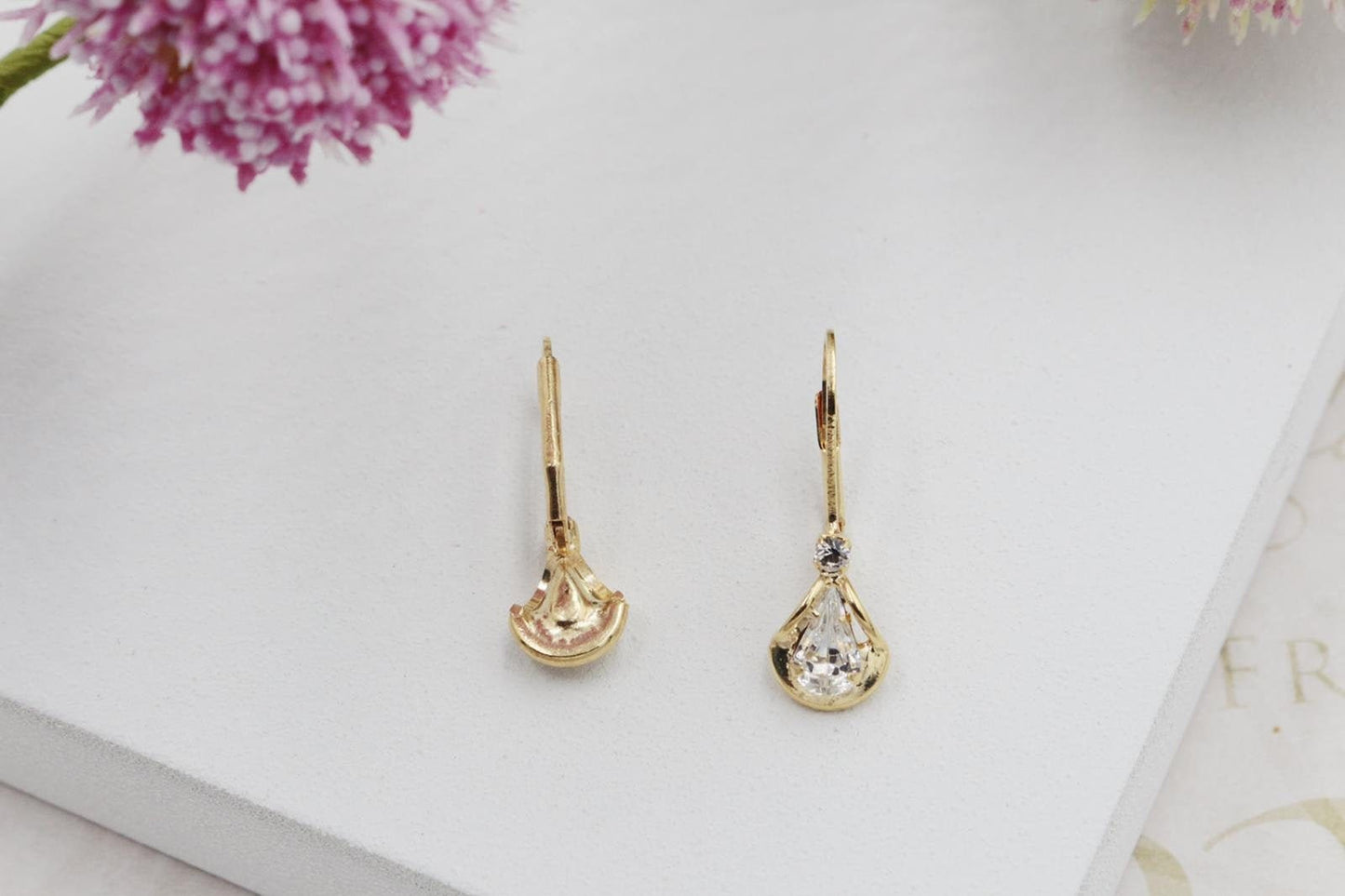 Vintage Cubic Zirconia Tear Drop Huggies Earrings