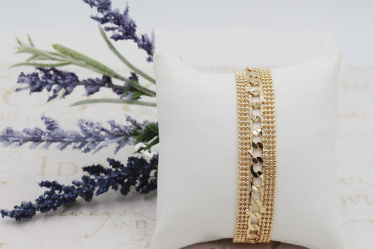 Thick Beaded Cuban Link Bracelet