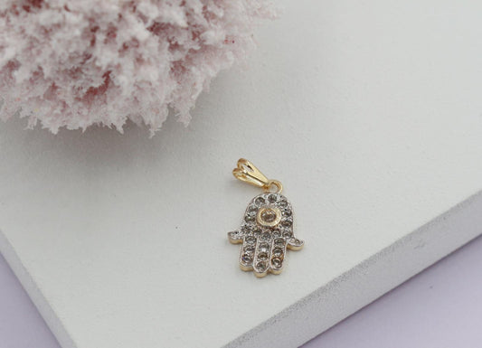 Zirconia Accents Hamsa Hand Pendant