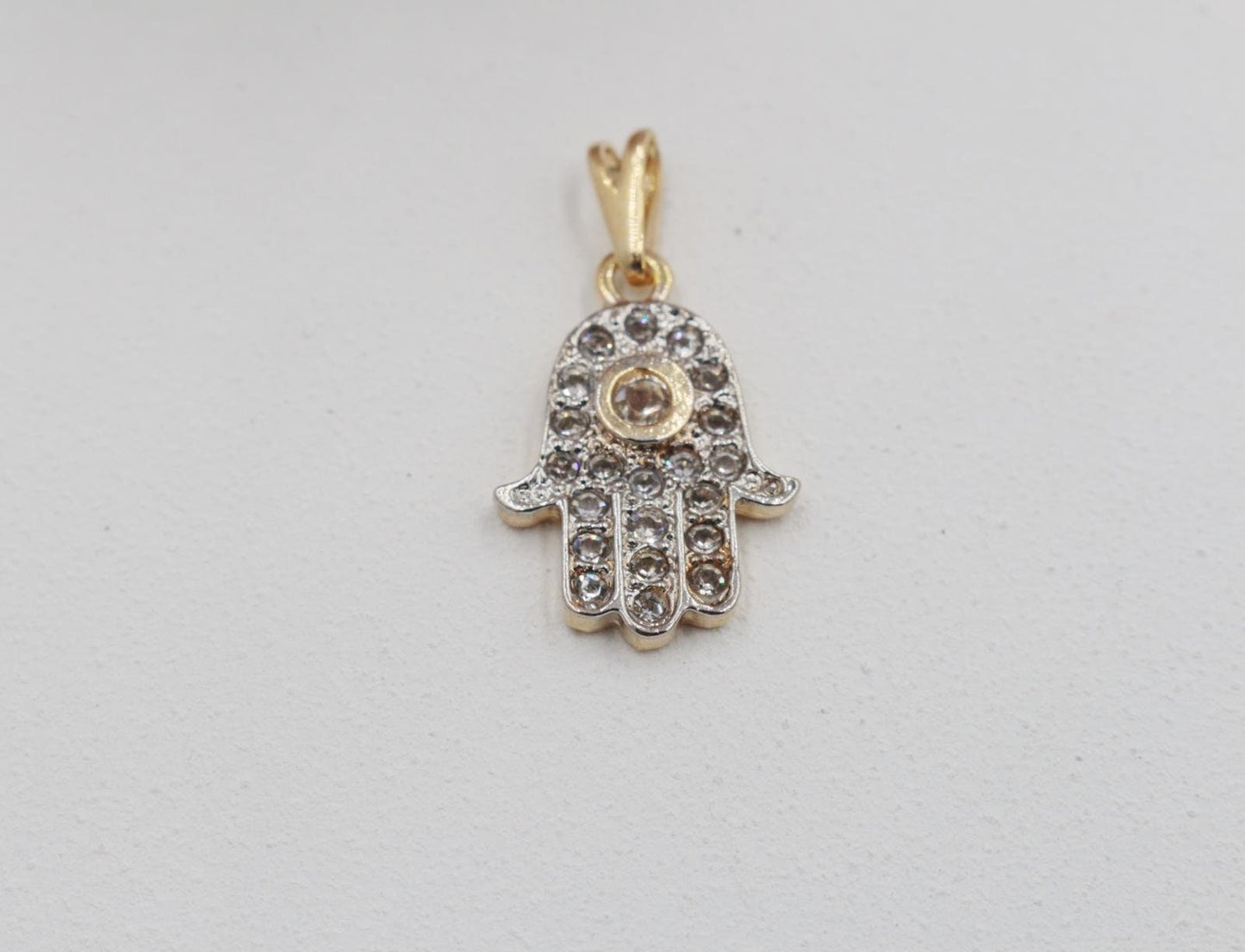 Zirconia Accents Hamsa Hand Pendant