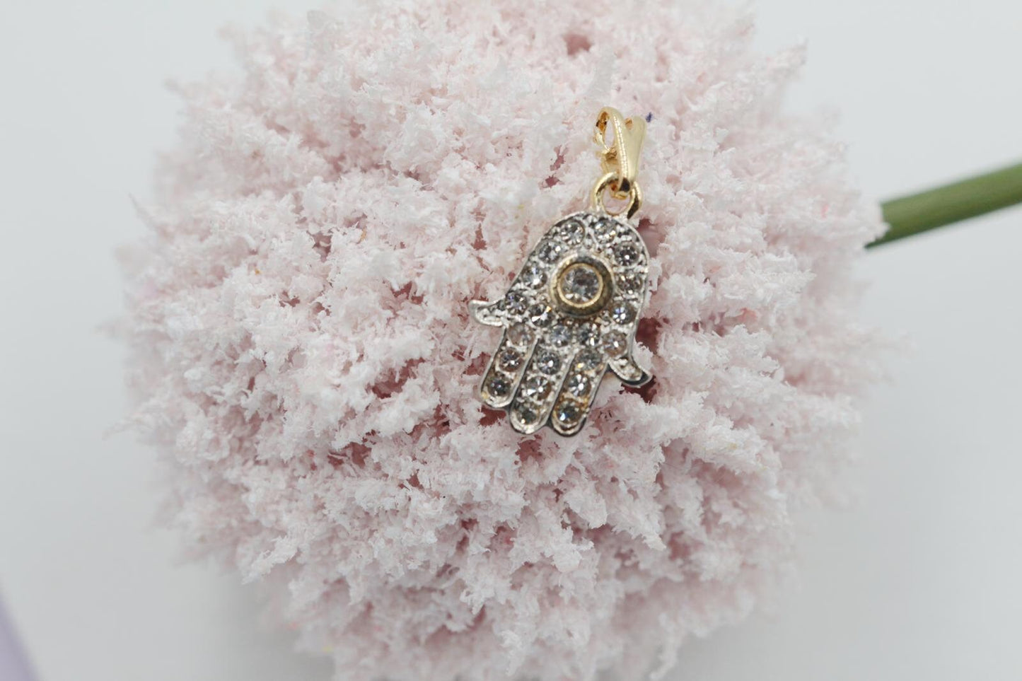 Zirconia Accents Hamsa Hand Pendant