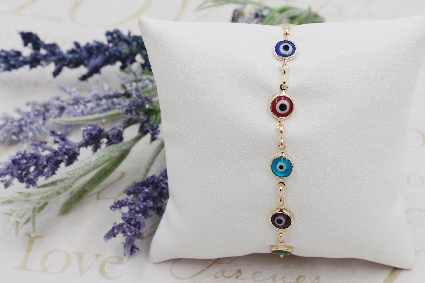 Colorful Glass Evil Eye Clip Chain Bracelet