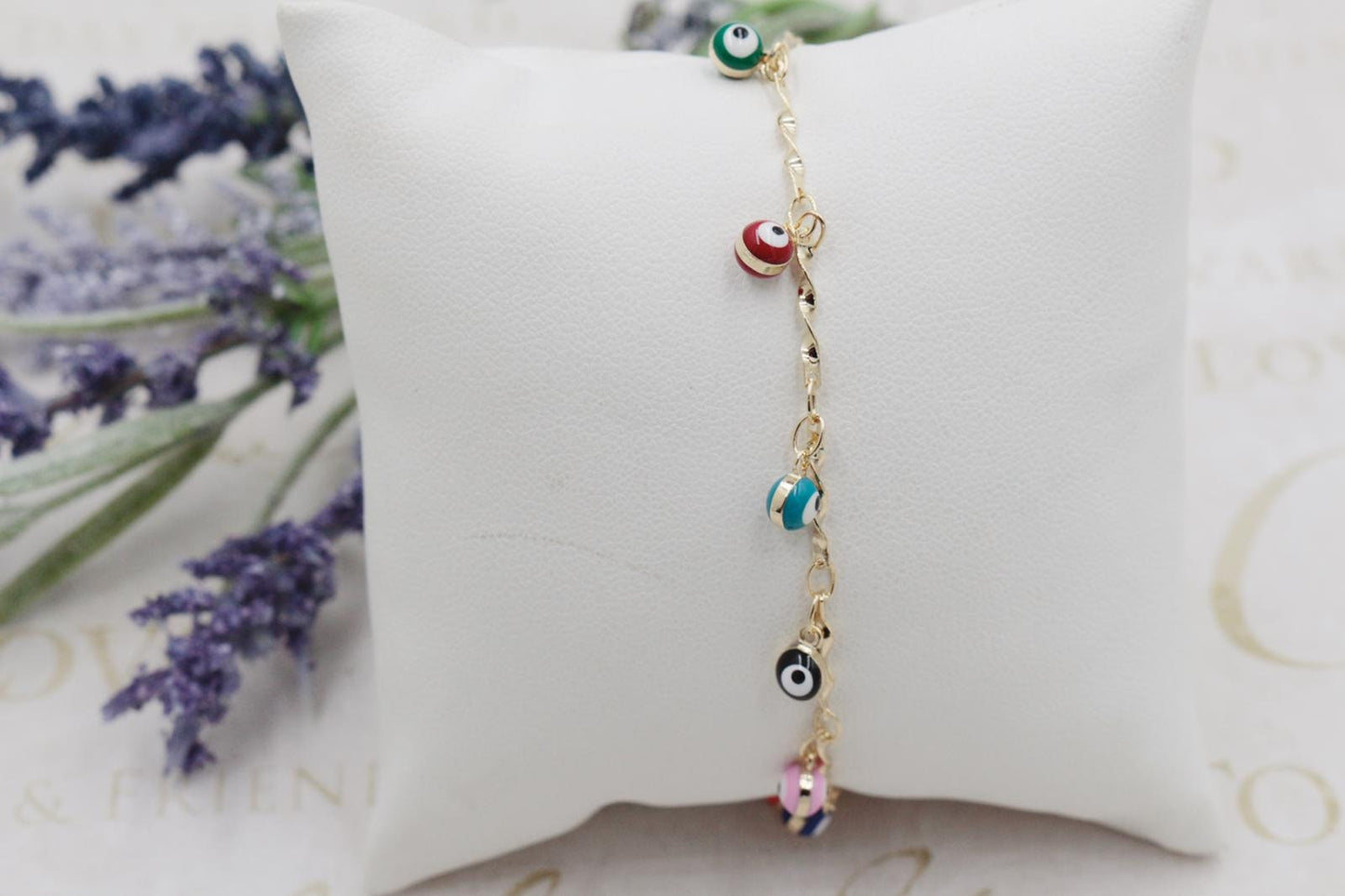 Colorful Hanging Evil Eye Charms Bracelet