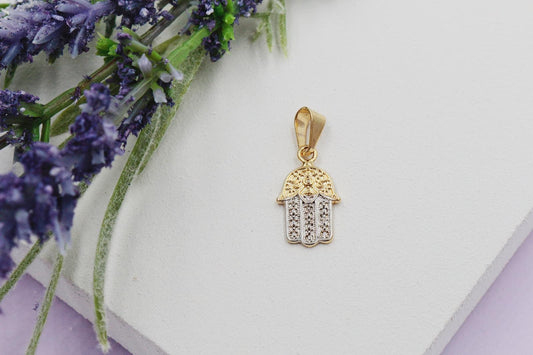 Two Tone Hamsa Hand Pendant