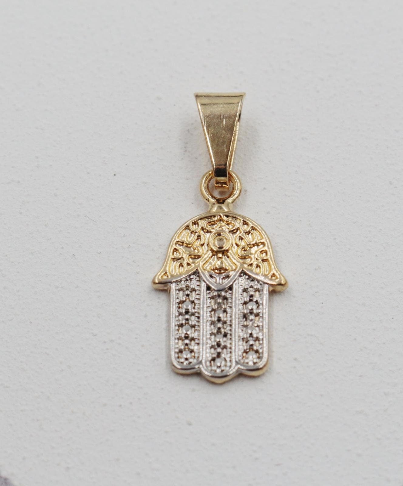 Two Tone Hamsa Hand Pendant