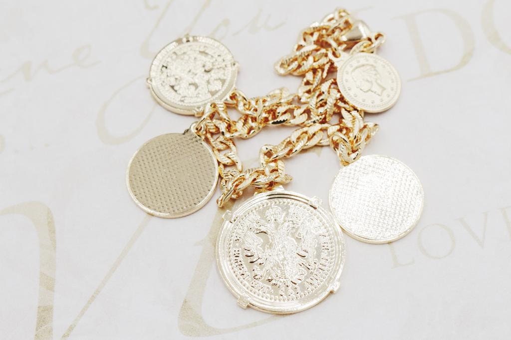 Coin Medallion Pendants Bracelet