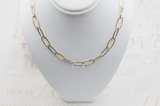 Two Tone Paperclip Link Necklace