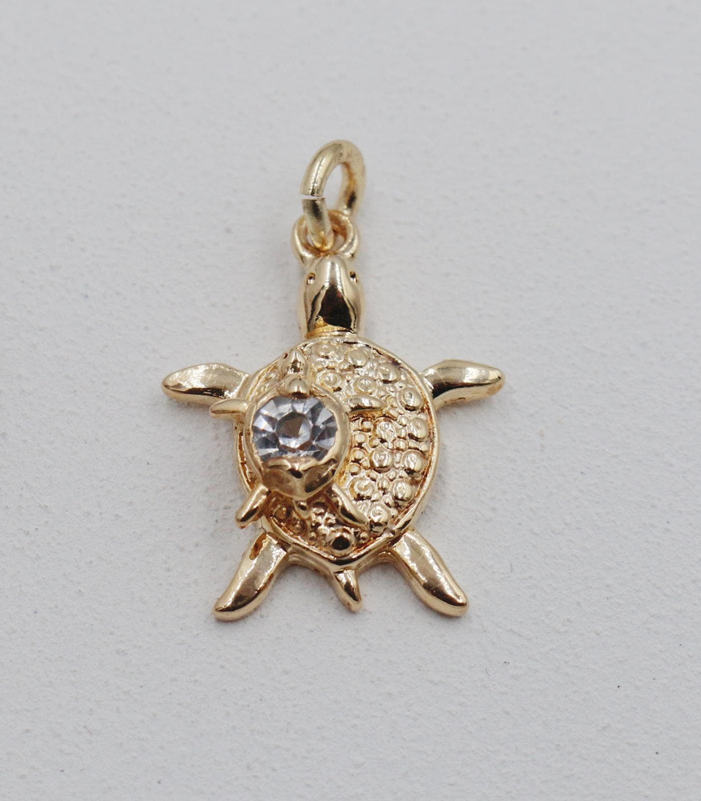 Turtle and Baby Turtle with Cubic Zirconia Stone