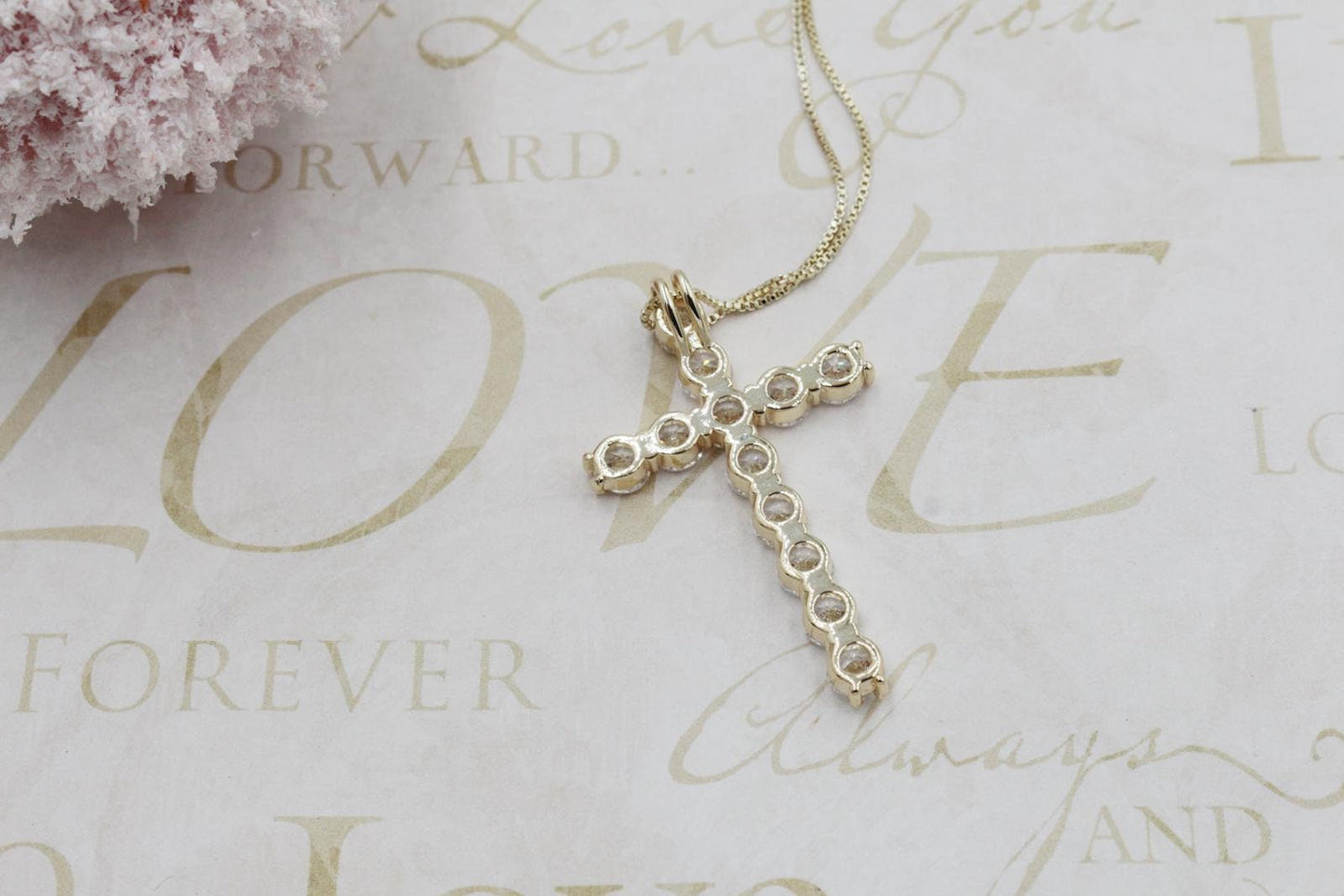 Stunning Large Cubic Zirconia Cross Pendant Necklace