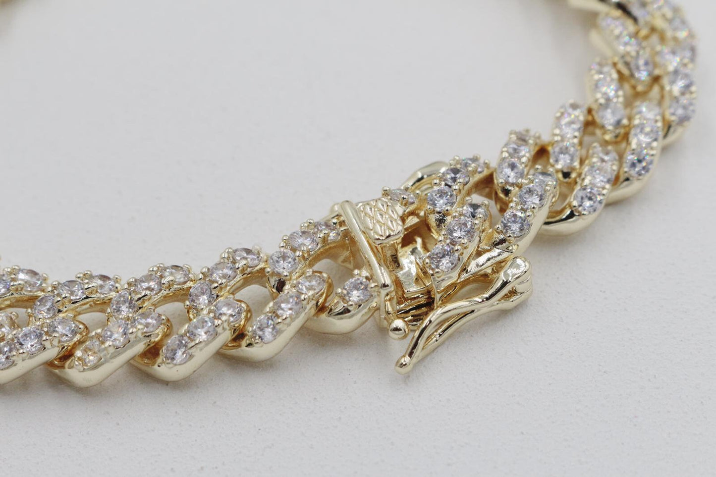 Cubic Zirconia Cuban Link Chain Anklet with Open Box Clasp