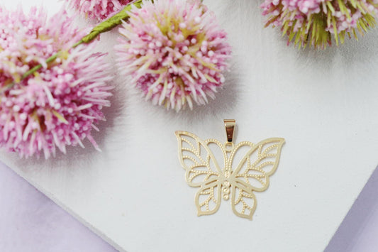 Thin Filigree Butterfly Pendant