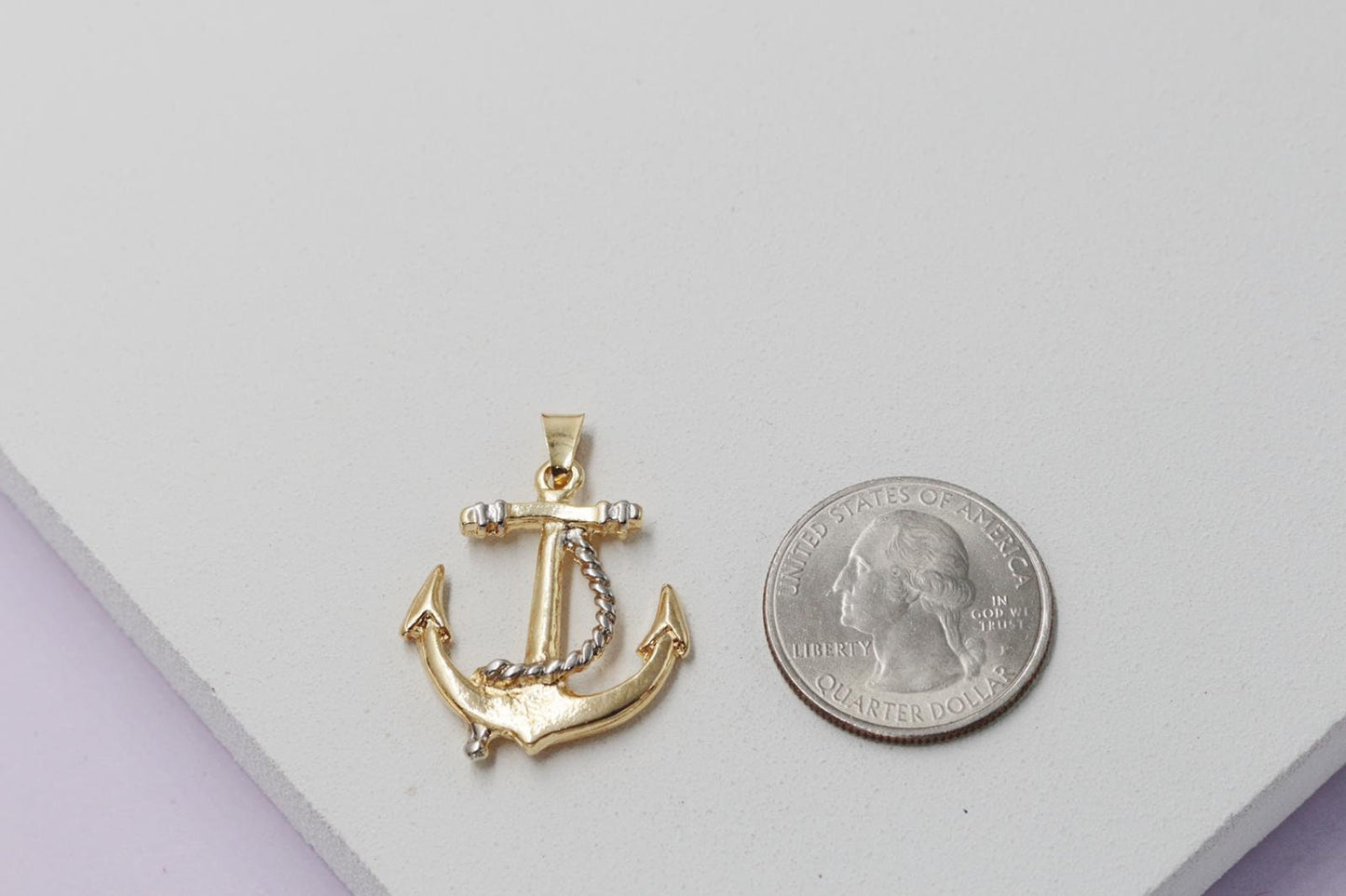 Anchor with Silver Rope Pendant