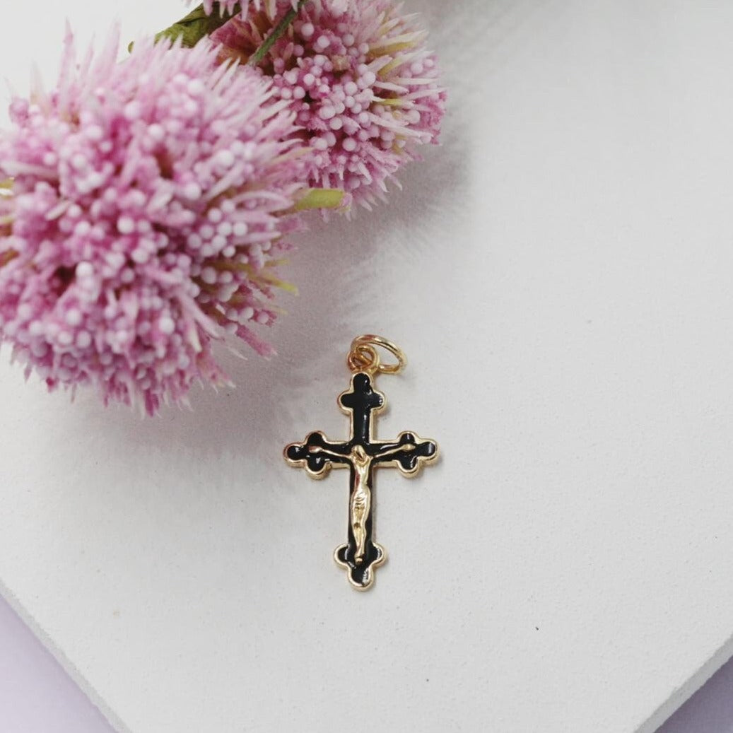 Black Crucifix Cross Pendant