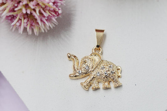 Elephant with Cubic Zirconia Stones Charm Pendant