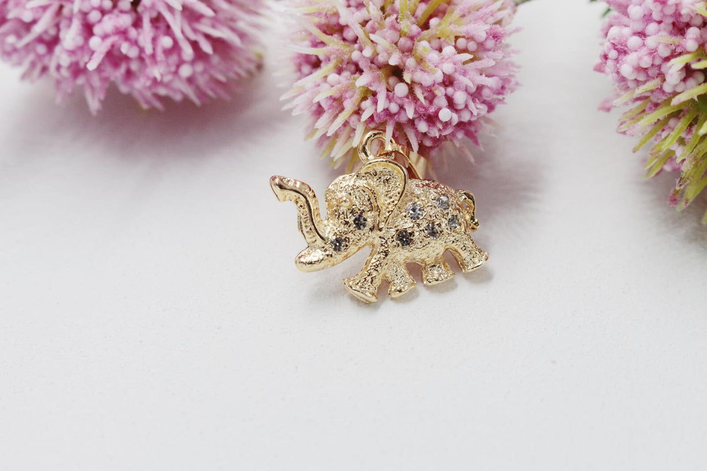 Elephant with Cubic Zirconia Stones Charm Pendant