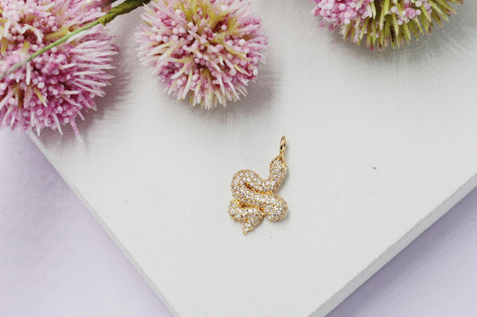 Tiny Snake Pave Cubic Zirconia Stone Pendant