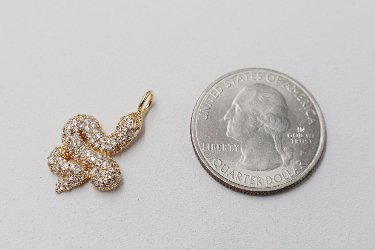 Tiny Snake Pave Cubic Zirconia Stone Pendant