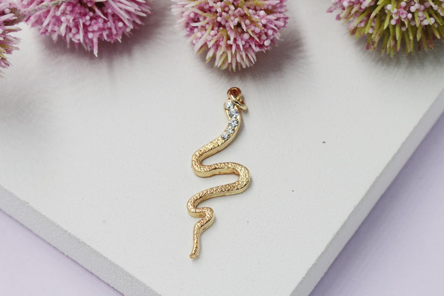 Long Snake with Cubic Zirconia Stone Accents Pendant