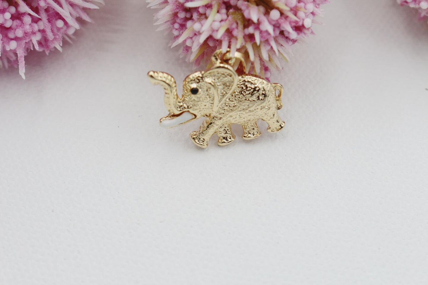 Elephant with Cute Black Eyes & Ivory Tusk Pendant