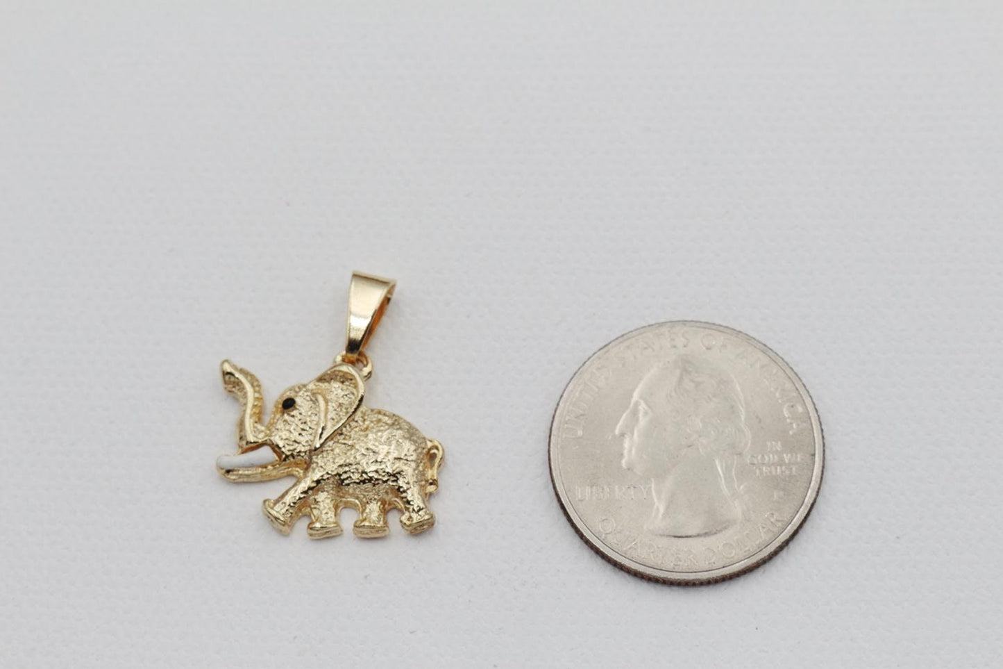 Elephant with Cute Black Eyes & Ivory Tusk Pendant