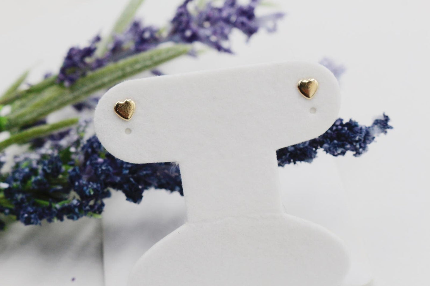 Minimal Dainty Solid Heart of Gold Stud Earrings