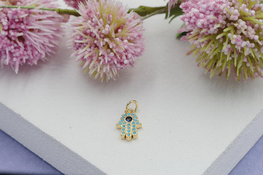 Blue Stones Hamsa Hand Pendant