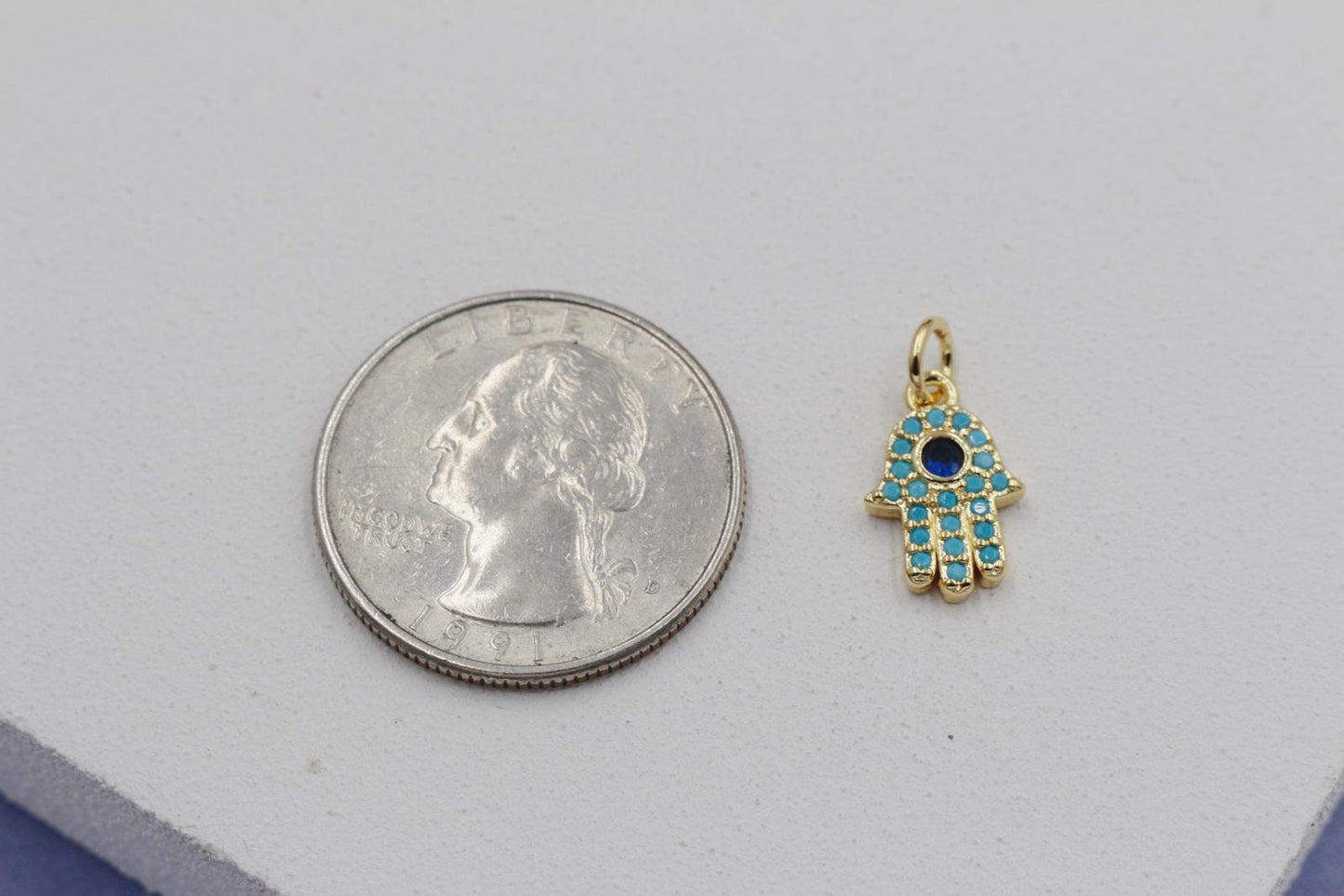 Blue Stones Hamsa Hand Pendant