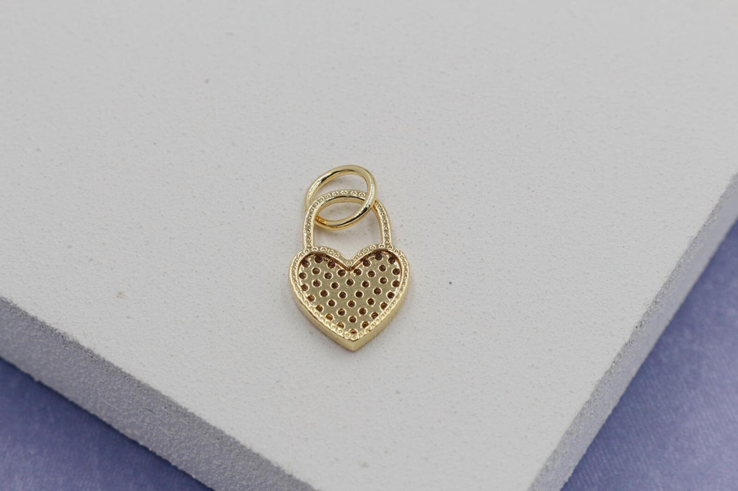 Cubic Zirconia Heart Shaped Lock Pendant,