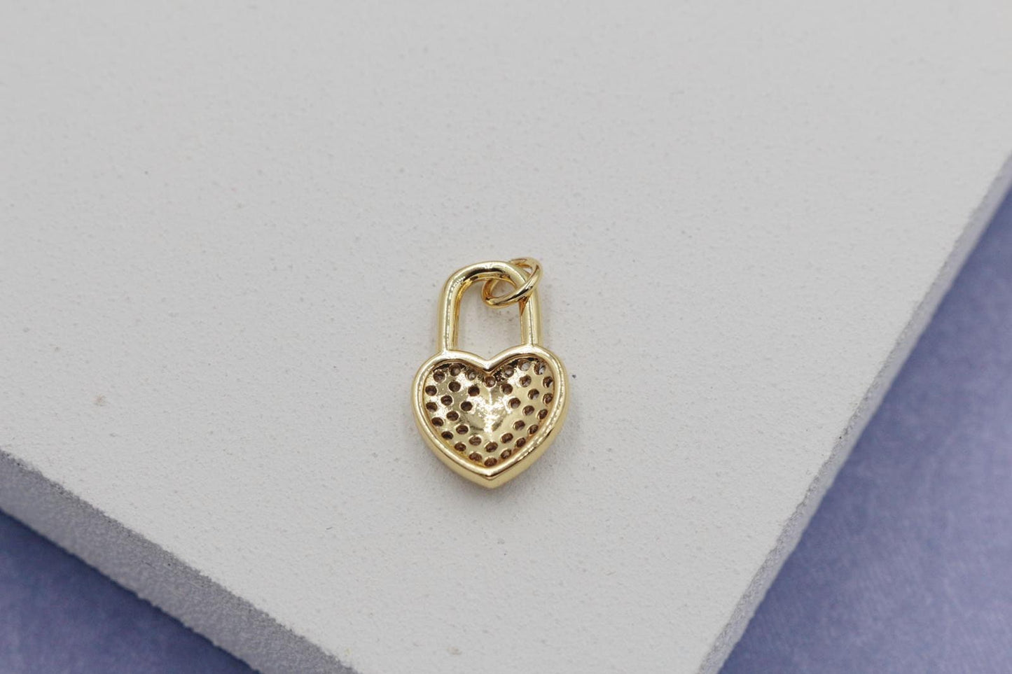 Heart Shaped Lock with Gold Star Center Detail Pendant