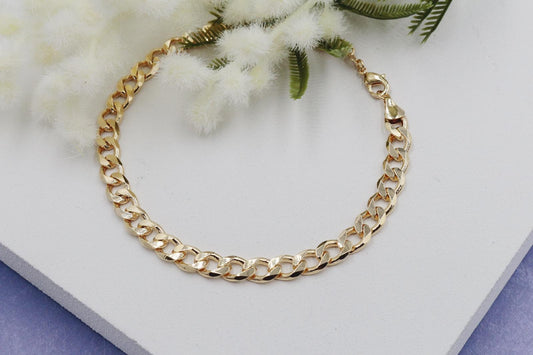 Cuban Link Flat Chain Anklet 6mm