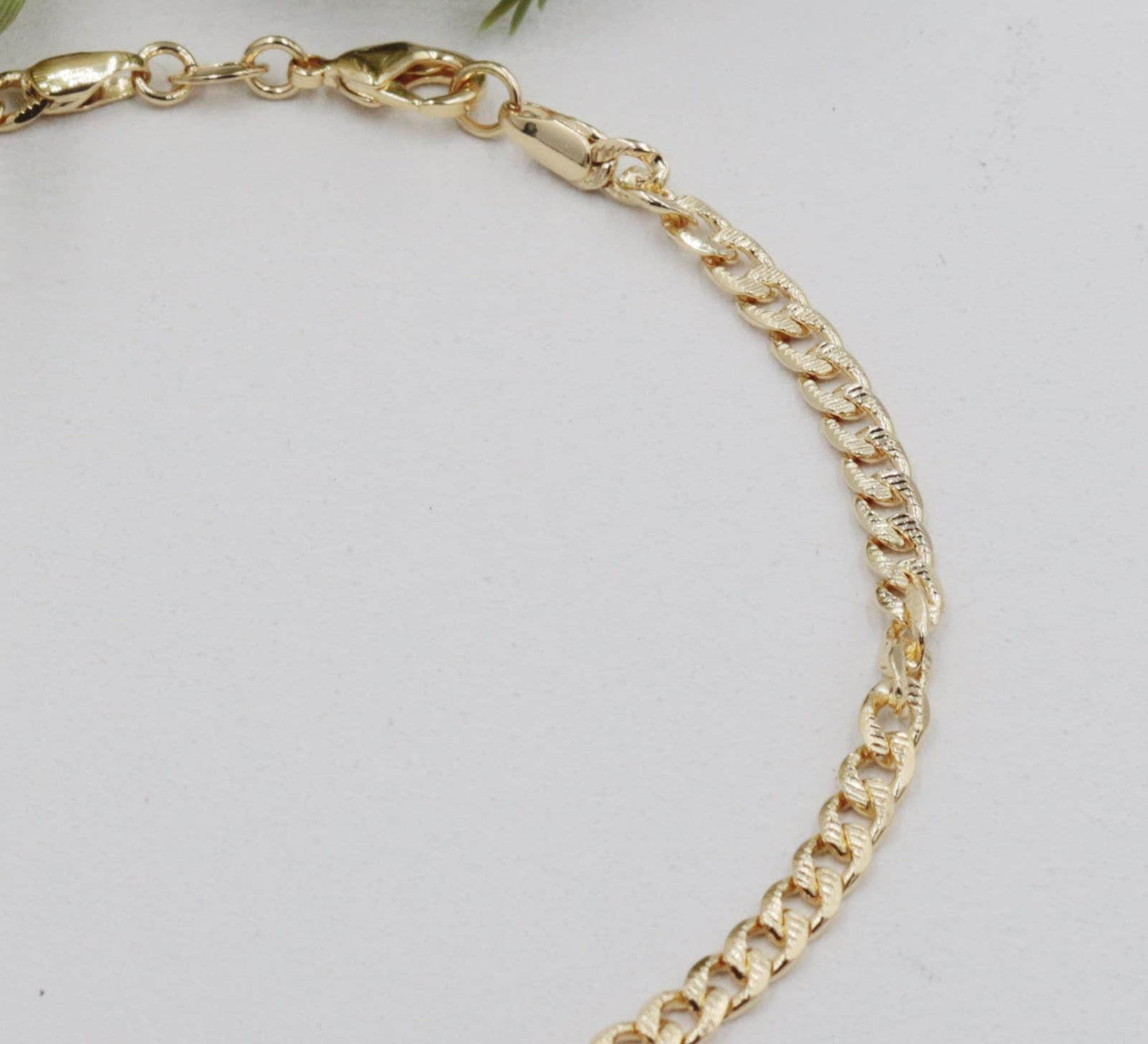 Thin Diamond Cuban Link Chain Anklet 3mm