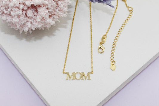 "MOM" Necklace Featuring Rolo Style Chain