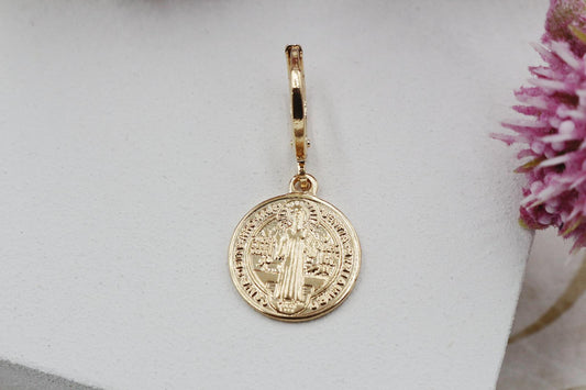 St. Benedict Medallion Huggies Earrings