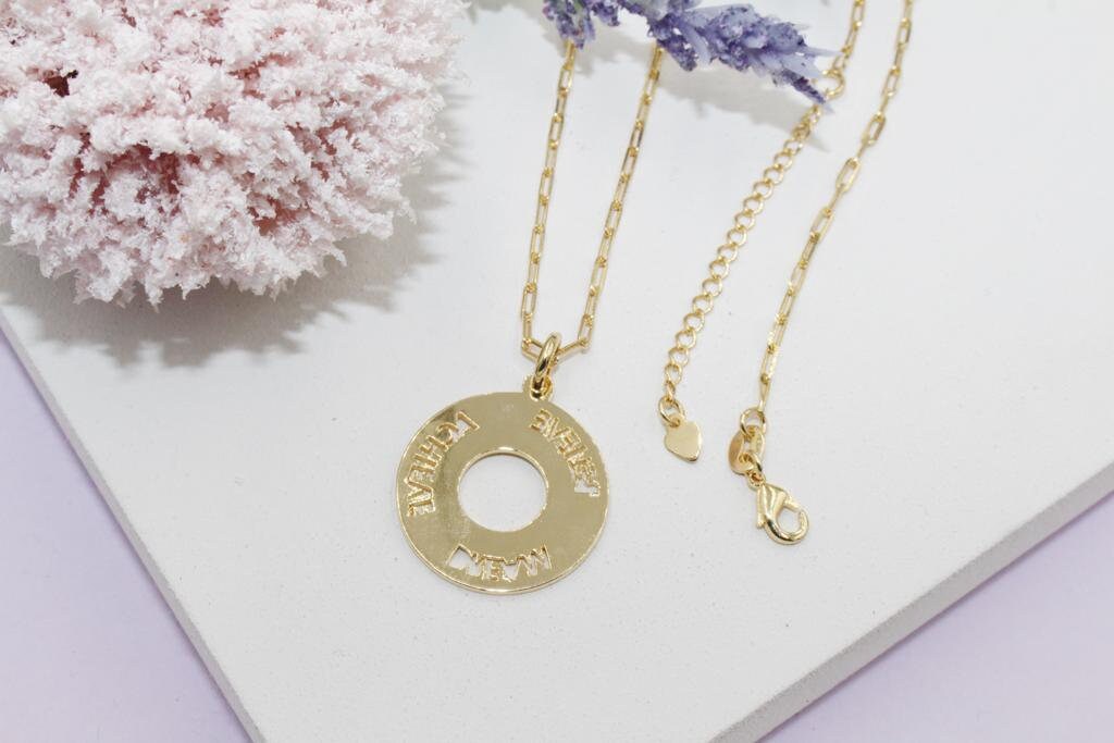 Believe Medallion Pendant PaperClip Chain Necklace