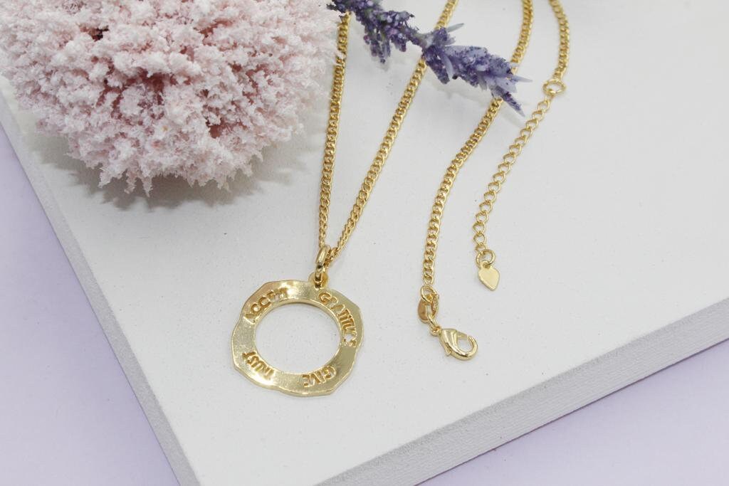 Positive Vibes Medallion Dainty Cuban Link Chain Necklace