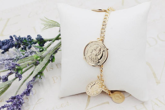 Coin Medallion Pendants Bracelet