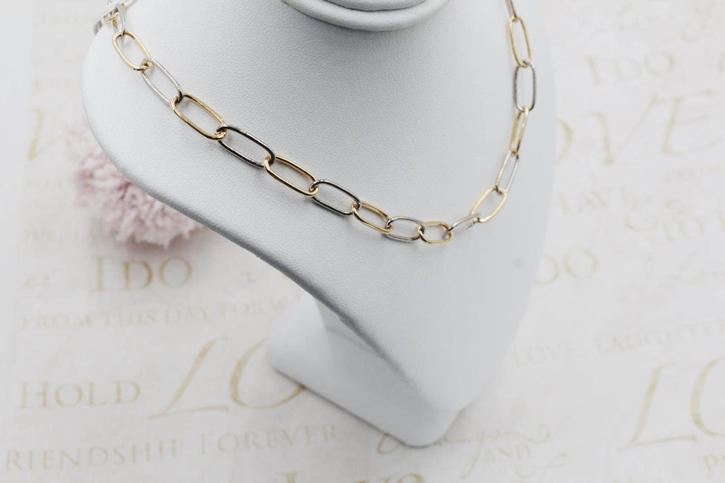 Two Tone Paperclip Link Necklace