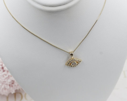 Cubic Zirconia Eye Pendant Necklace