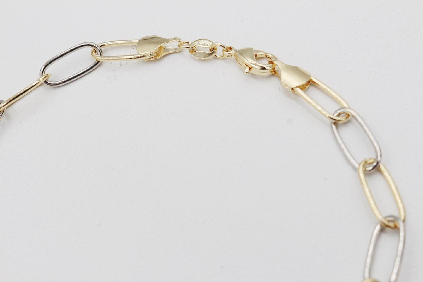 Two Tone PaperClip Chain Bracelet