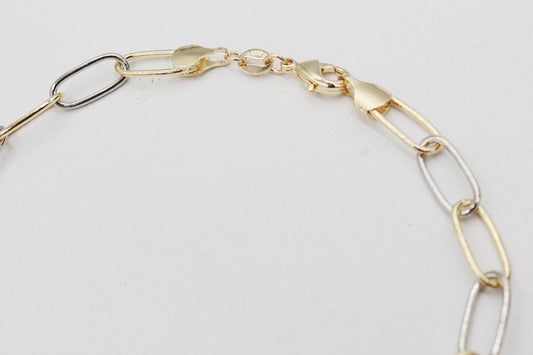 Two Tone PaperClip Chain Bracelet